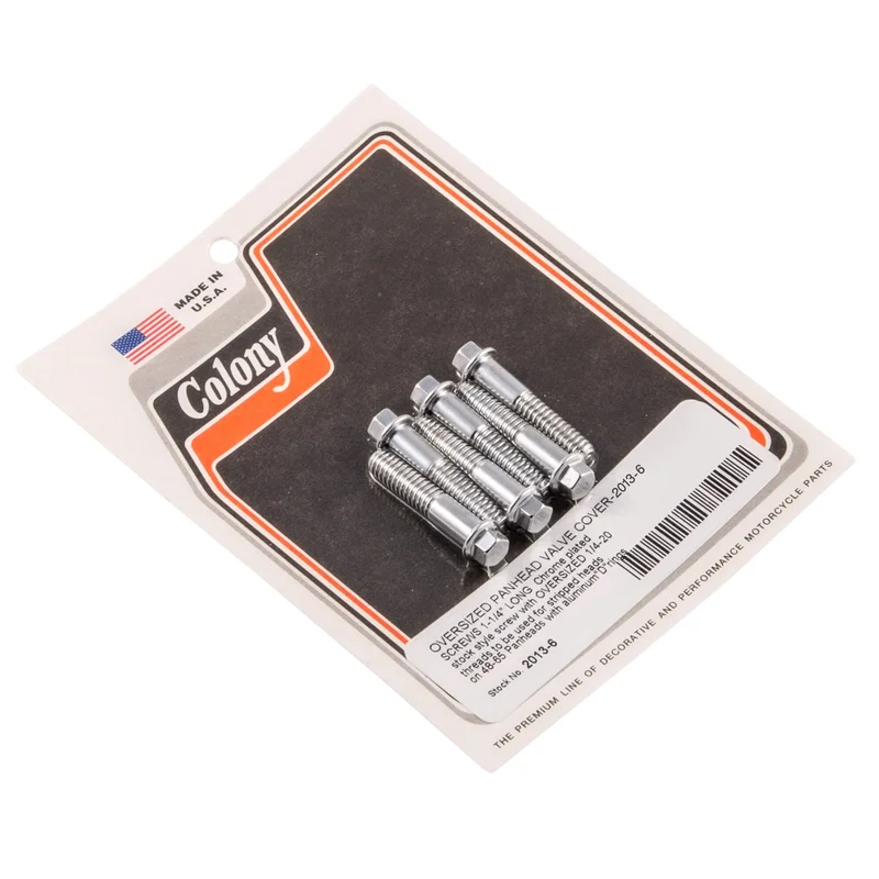 #2014-6 Oversize Panhead Valve Cover Screws 1948-1965 Harley-Davidson Panhead W/Alloy D Rings – Chrome Plated
