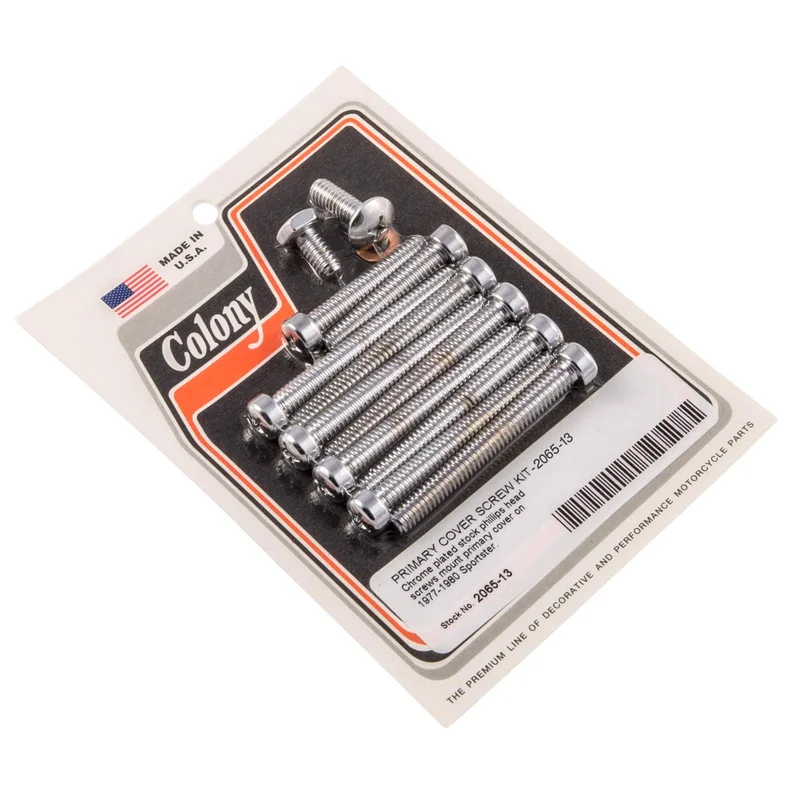 #2065-13 Primary Cover Phillips Screw Kit 1977-1980 Harley-Davidson Sportster – Chrome Plated