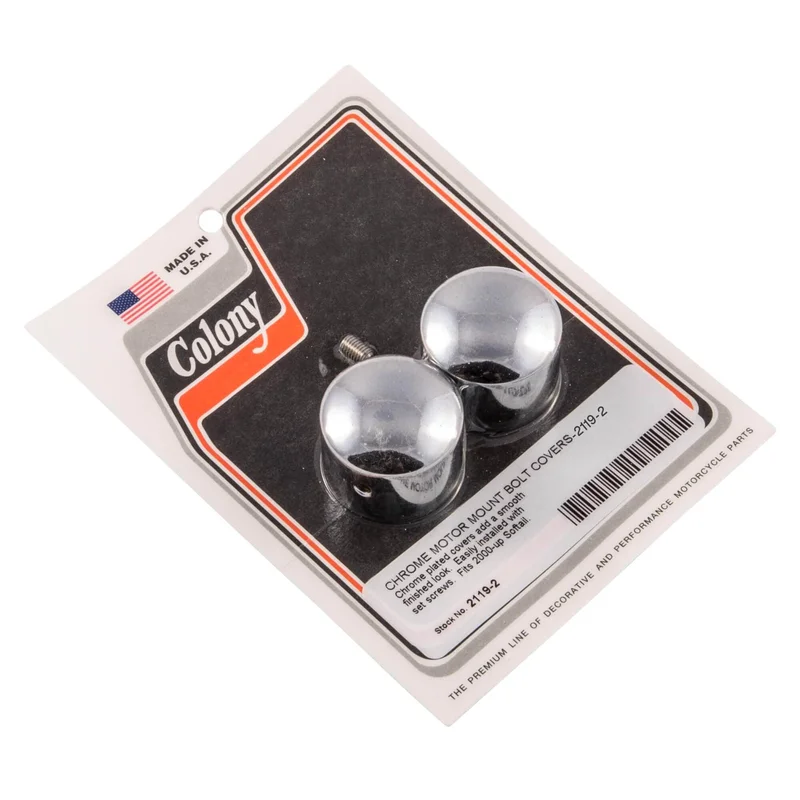 #2119-2 Smooth Motor Mount Bolt Covers 2000-Up Harley-Davidson Softail – Chrome Plated