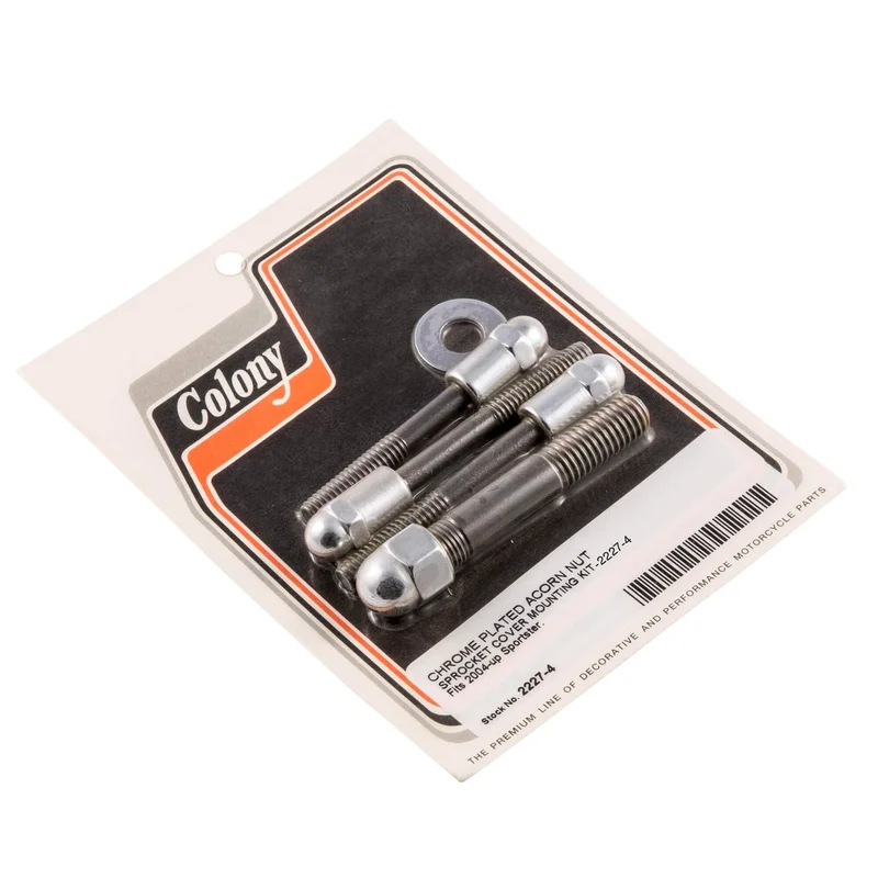 #2227-4 Sprocket Cover Acorn Mounting Kit 2004-Up Harley-Davidson Sportster – Chrome Plated