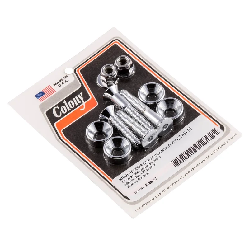 #2268-10 Rear Fender Strut Low Profile Allen Mounting Kit 2004-Up Harley-Davidson Sportster – Chrome Plated