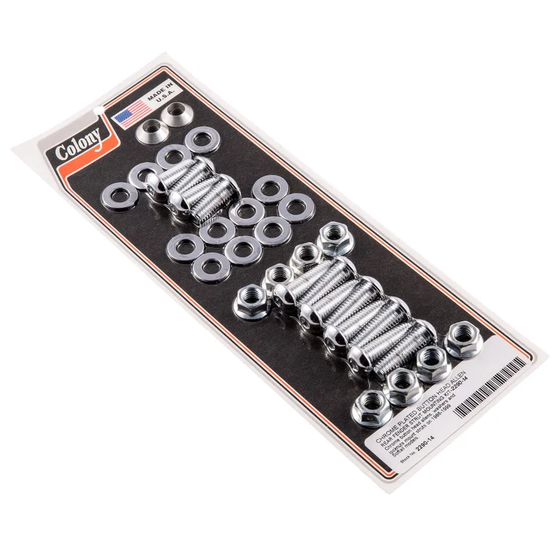 #2290-14 Rear Fender Strut Button Head Allen Mounting Kit 1986-1999 Harley-Davidson Softail – Chrome Plated