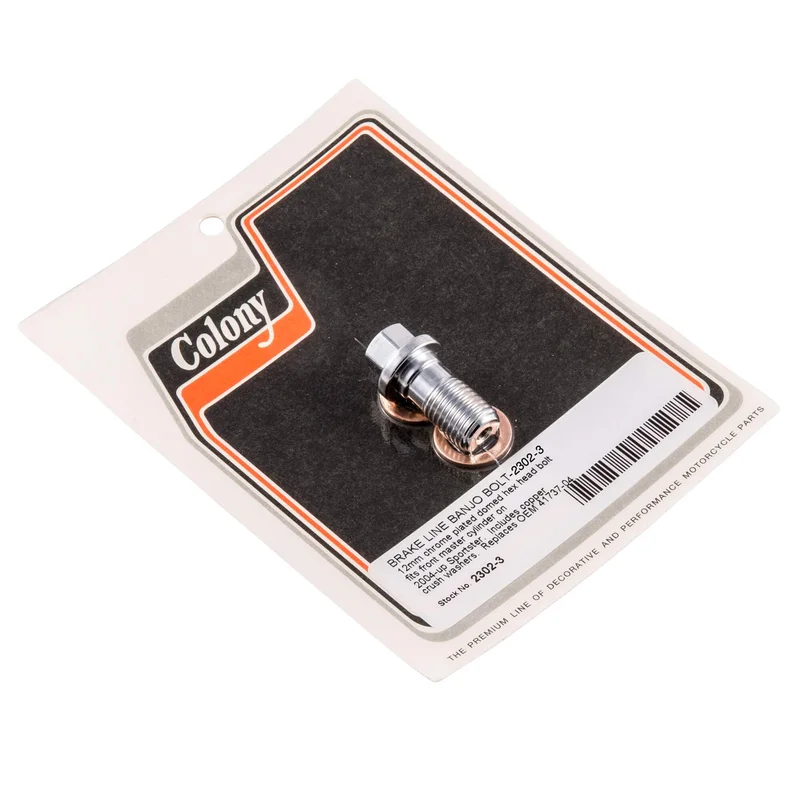 #2302-3 12mm Brake Line Hex Banjo Bolt 2004-Up Harley-Davidson Sportster- Chrome Plated