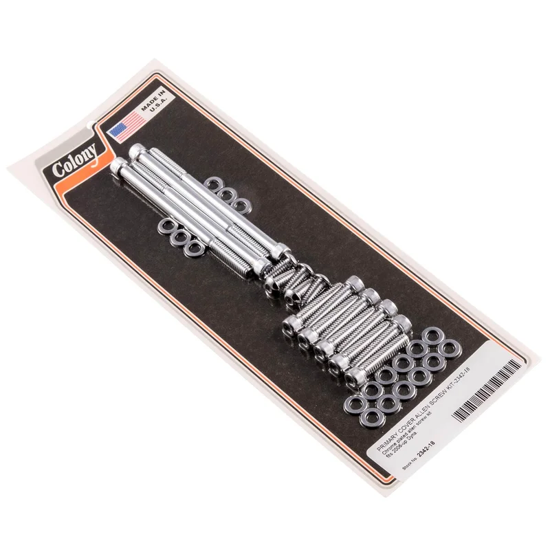 #2342-18 Primary Cover Allen Screw Kit 2006-Up Harley-Davidson Dyna – Chrome Plated