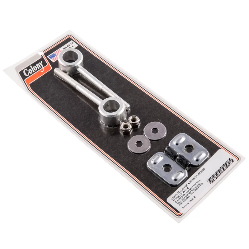 #2407-8 Chain Adjuster Swingarm End Cover Kit 1985-1996 Harley-Davidson FLT – Chrome Plated