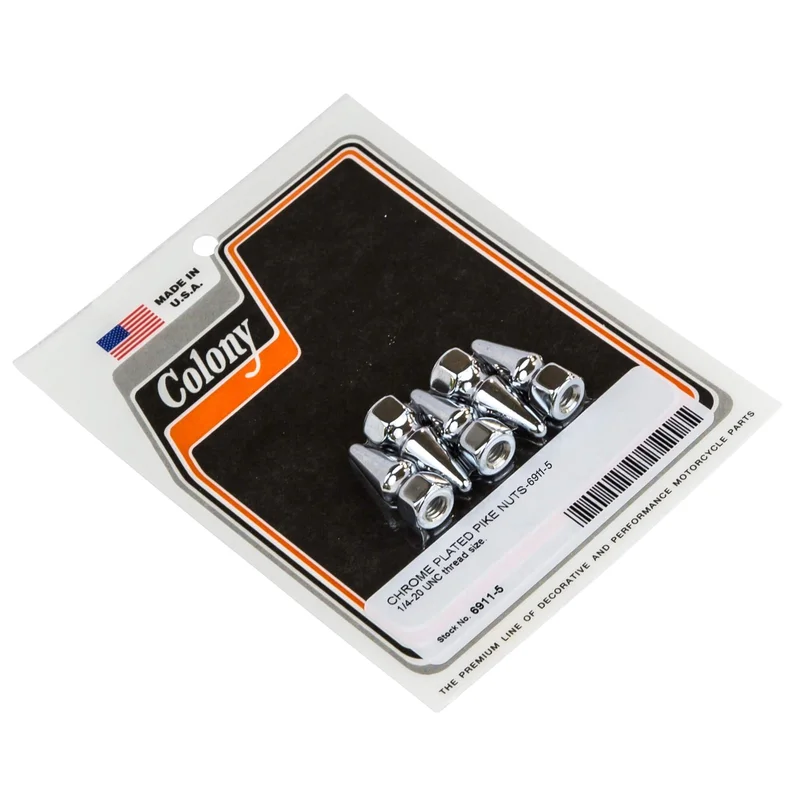 #6911-5 1/4-20 UNC Chrome Plated Pike Nuts – 5 Pack