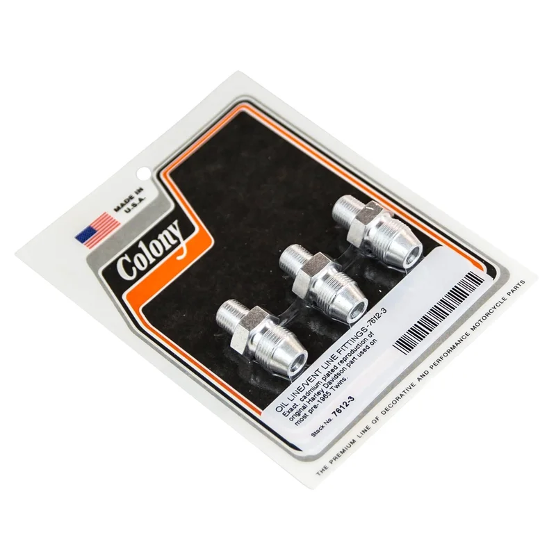 #7612-3 Oil Line/Vent Line Fittings Pre-1965 Harley-Davidson Big Twins – CAD Plated