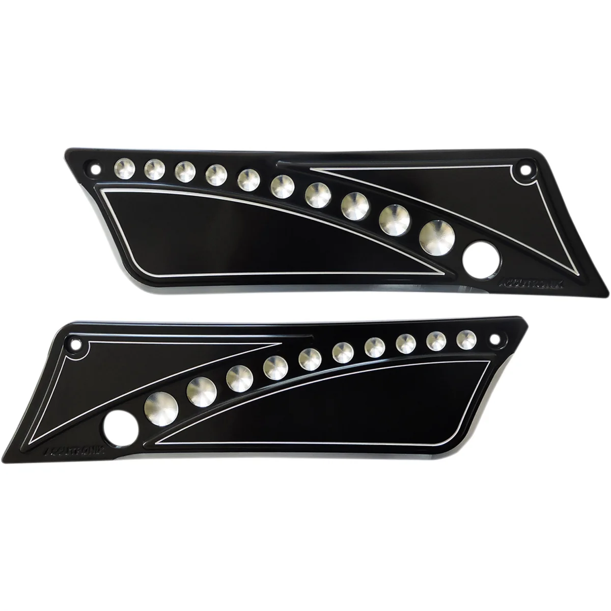 Accutronix Drilled Saddlebag Latch Covers Drilled Black - BLC9313-DN For Harley Touring 1993-2013