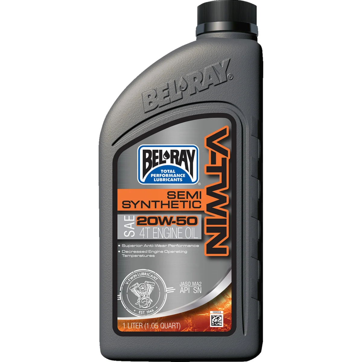 BEL-RAY 3601-0251 96910-BT1 V-Twin Semi-Synthetic 4-Stroke Engine Oil V Twin Semi Synthetic Oil - 20W-50 -1L