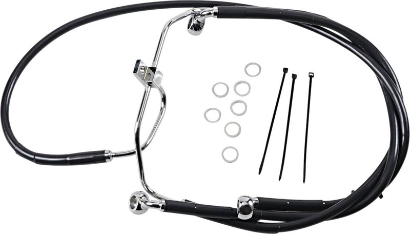 Drag Specialties - 17412911 - Brake Line - Front - Black - +10" - FXDF '08-'17